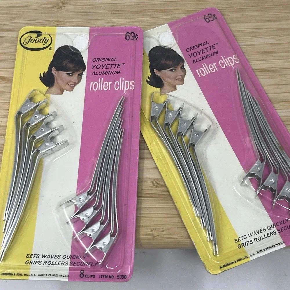 Goody Brand Roller Fastener Pins‎ Vintage 1960's Clips Bobby Pins Yoyette New!